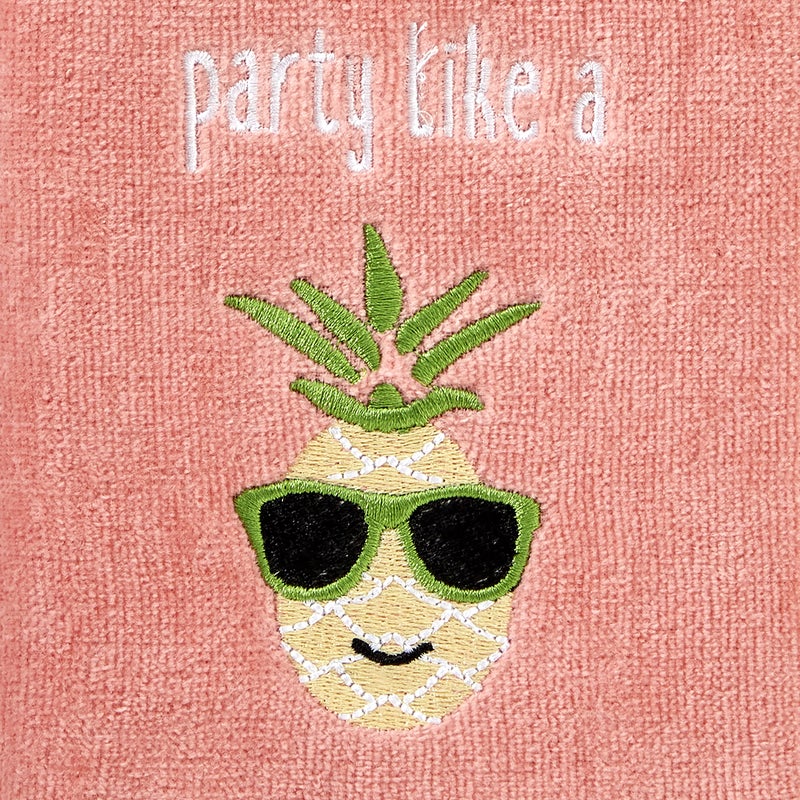 SKL HOME by Saturday Knight Ltd. Party Pineapple 2 Pc Hand Towel Set, Coral Pink - Image 3